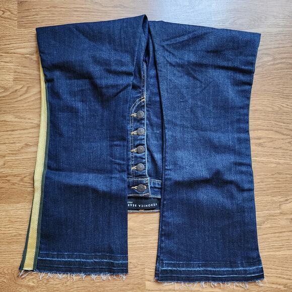 Veronica Beard Jeans Womens Size 30 Carolyn 10" Baby Boot Dark Wash Gold Stripe - Picture 8 of 11